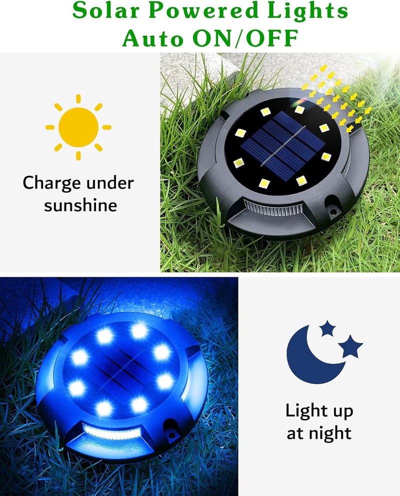 Biling Solar Pathway Lights Outdoor Uplight Sidelight, 12 Packs Blue Bright Solar Ground Lights Waterproof for Yard Walkway Garden Halloween Decorations - Image 4